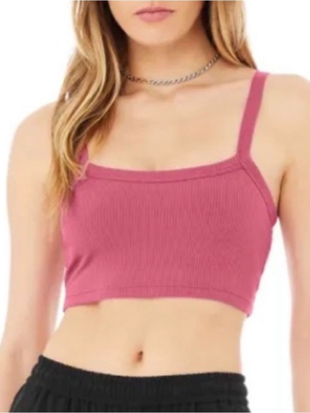 NWOT Alo Yoga Ribbed Whisper Bra Tank in Raspberry Sorbet